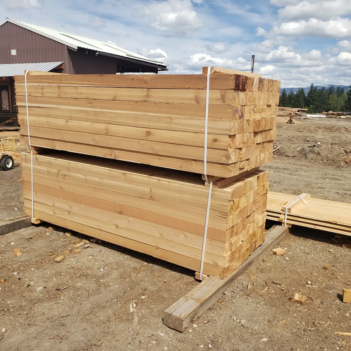Stacks of full-dimension timbers at the mill